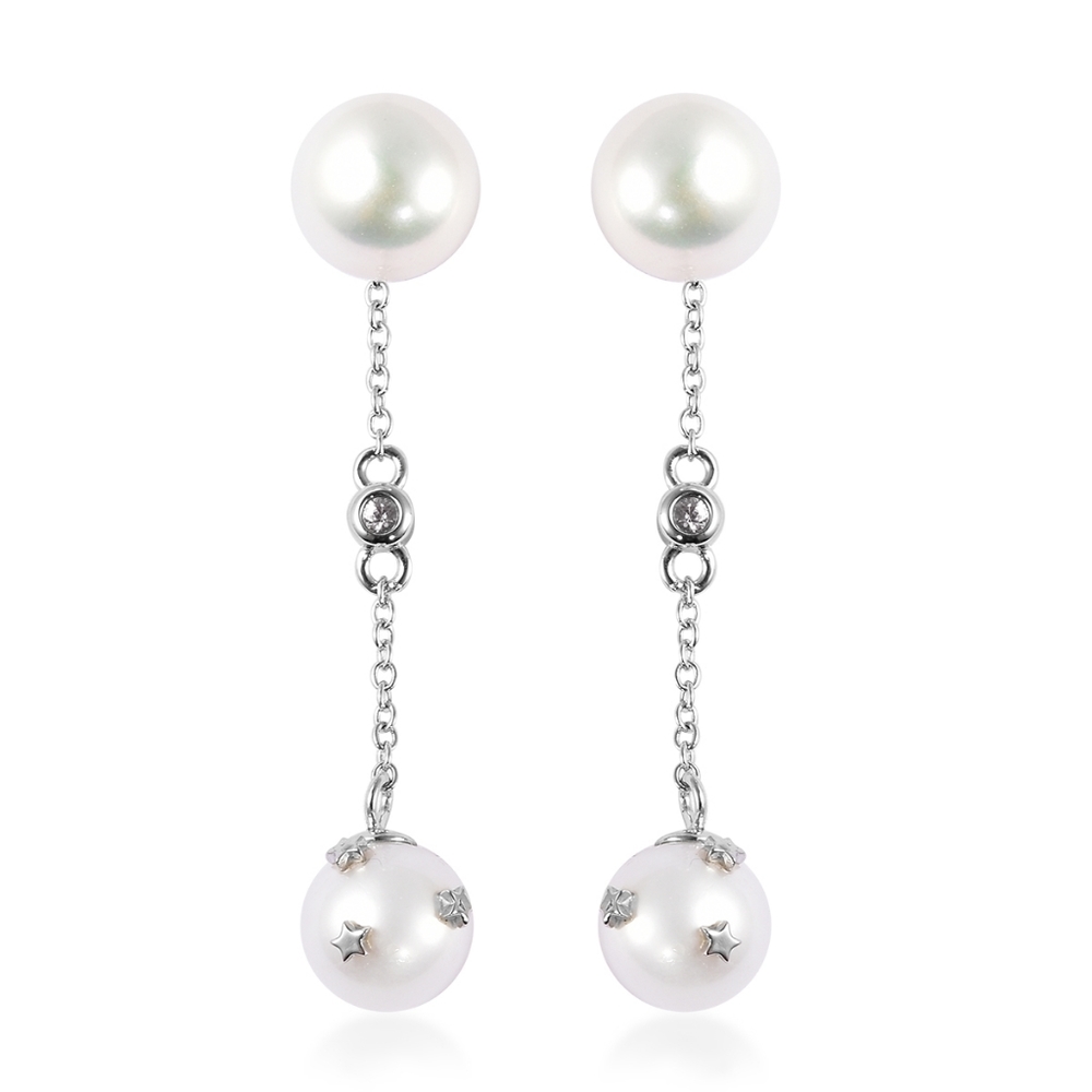 🔥PRICE CUT🔥NWT PEARL & PINK SAPPHIRE EARRINGS IN RHODIUM OVER STERLING SILVER